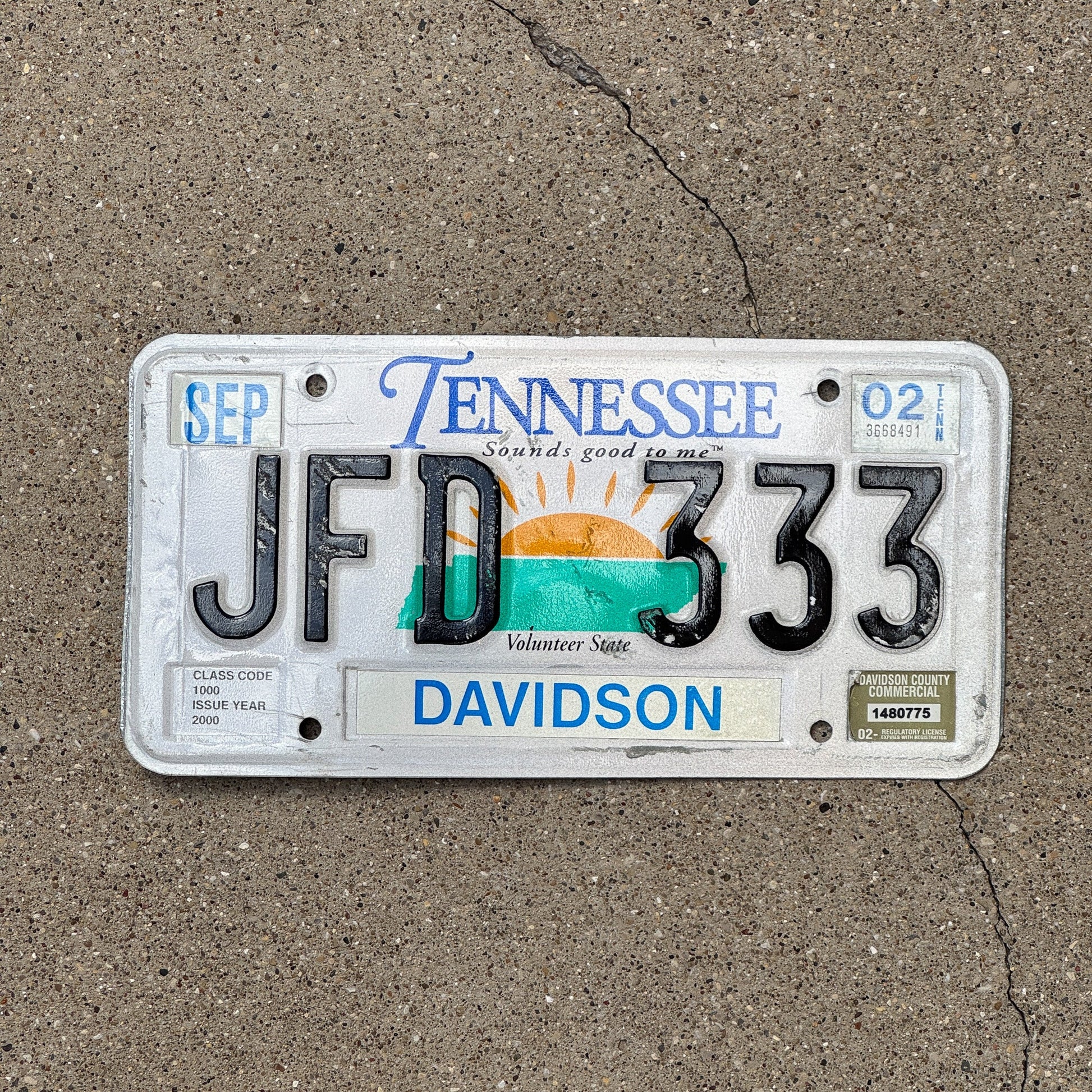 Photo of a 2000 2002 Tennessee License Plate Auto Tag Garage Decor Vintage Repeat Repeating JFD 333