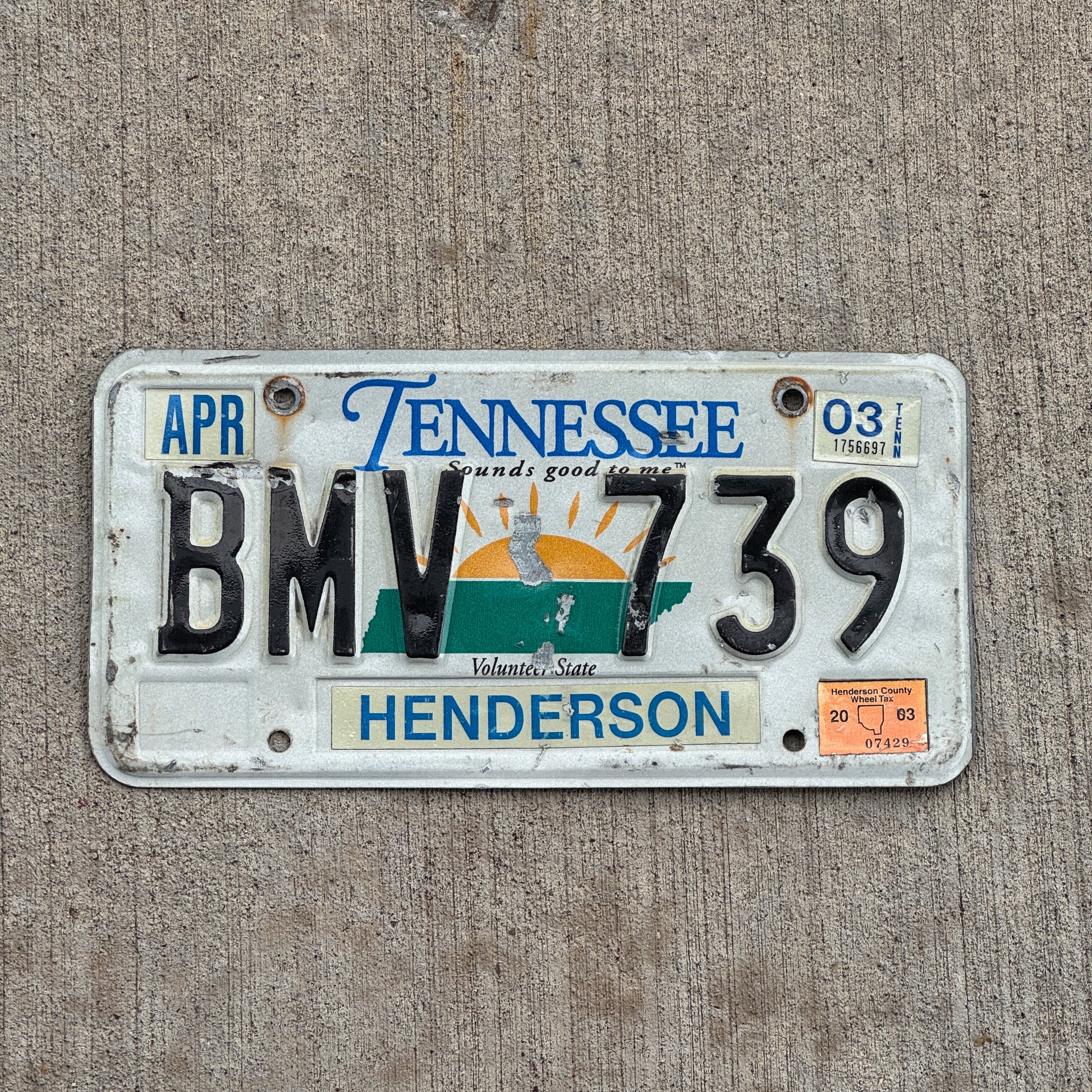 Photo of a 2000 2003 Tennessee License Plate Auto Tag Garage Decor Vintage BMV 739 with original patina