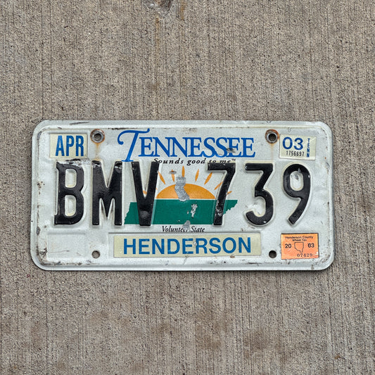 Photo of a 2000 2003 Tennessee License Plate Auto Tag Garage Decor Vintage BMV 739 with original patina