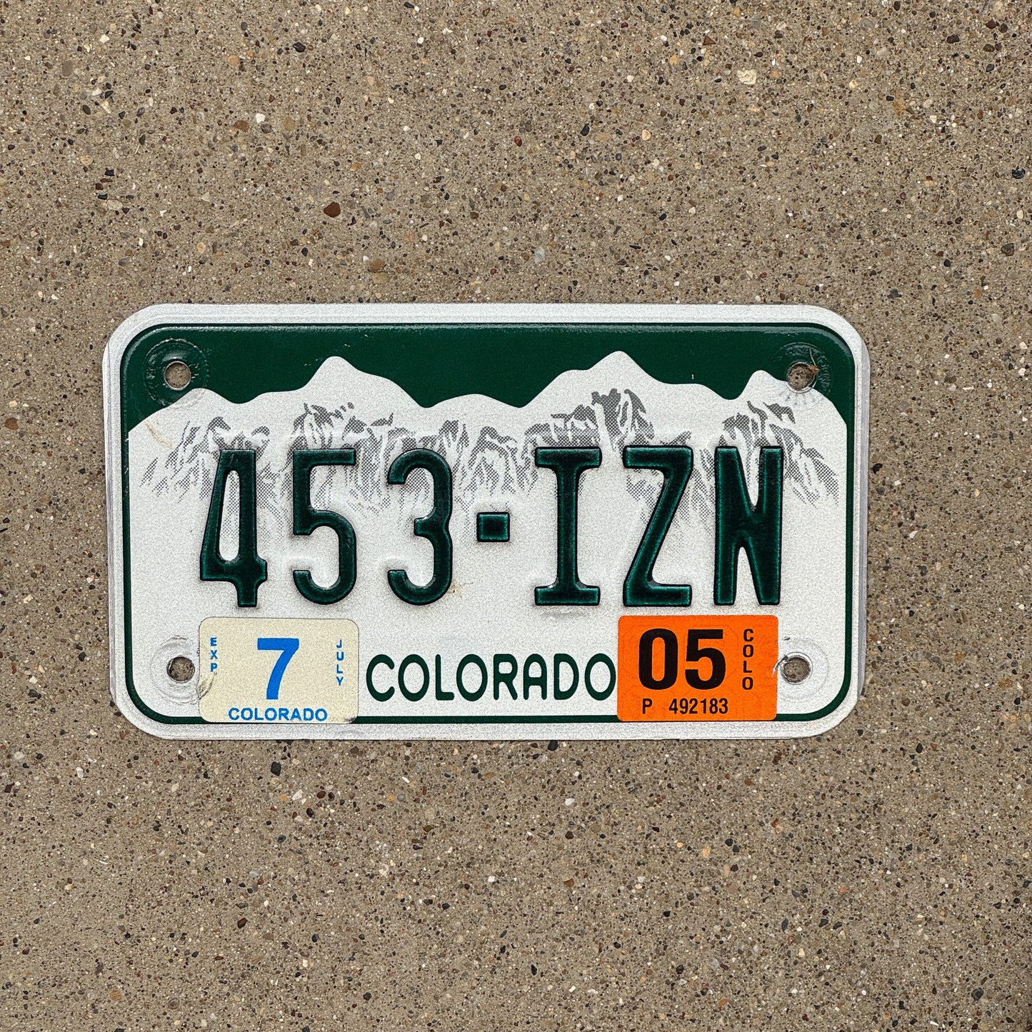 Photo of a 2000 2005 Colorado Motorcycle License Plate Auto Tag Garage Decor Vintage 453 IZN