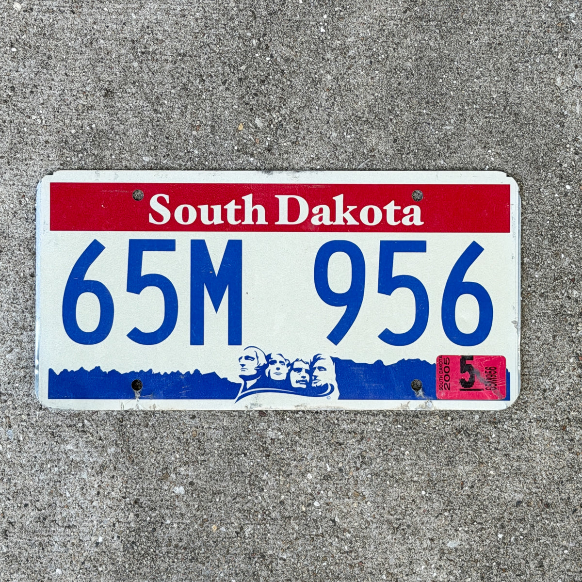 Photo of a 2000 2005 South Dakota License Plate Auto Tag Garage Decor Vintage 65M 956 with original patina