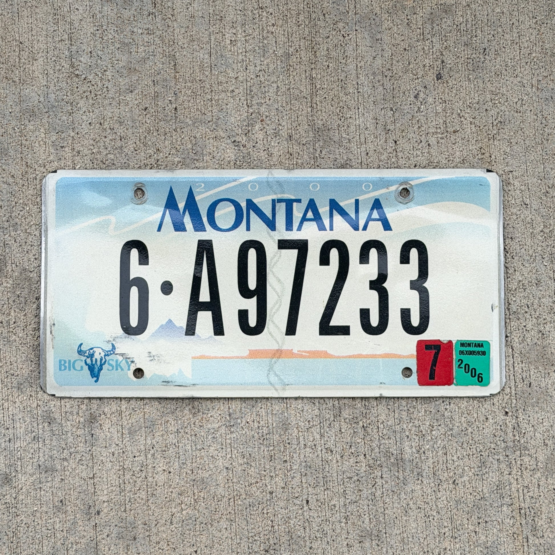 Photo of a 2000 2006 Montana License Plate Auto Tag Garage Decor Vintage 6 A97233 with original patina