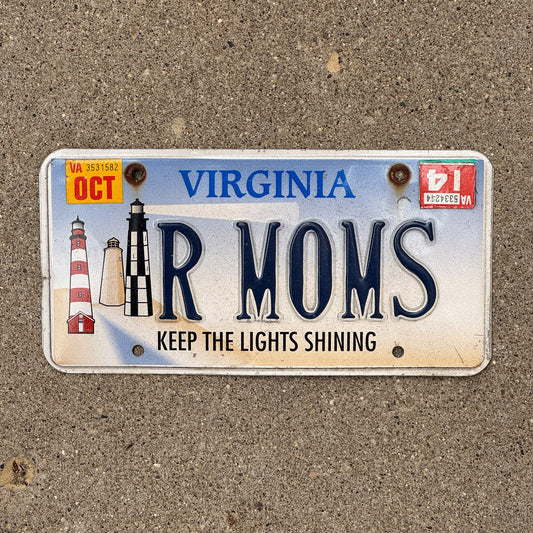 Photo of a 2000 2014 Virginia Vanity License Plate Auto Tag Garage Decor Vintage Lighthouse Base R MOMS with original patina
