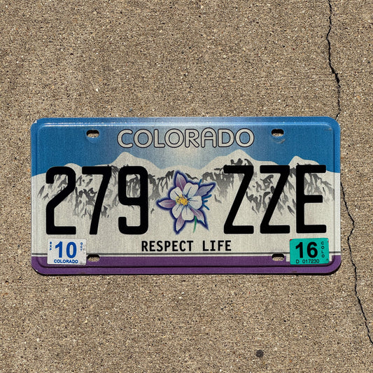 Photo of a 2000 2016 Colorado Graphic / Specialty License Plate Auto Tag Garage Decor Vintage Respect Life Columbine Flower 279 ZZE