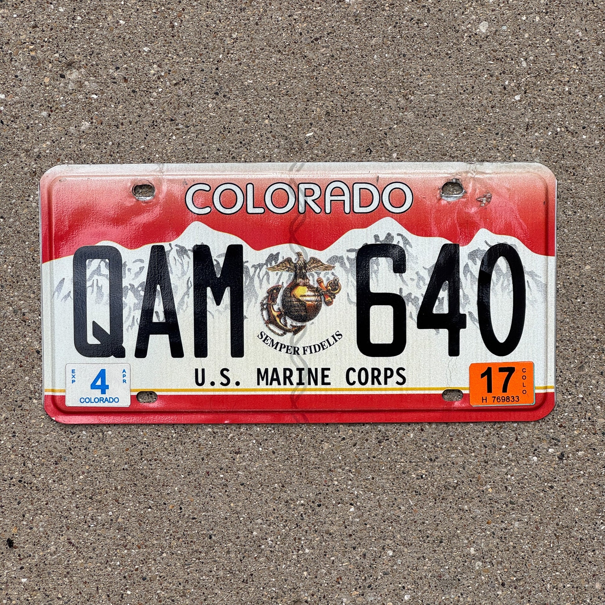 Photo of a 2000 2017 Colorado Military License Plate Auto Tag Garage Decor Vintage US Marine Corps QAM 640