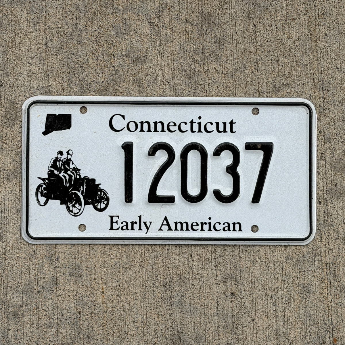 Photo of a 2000 Connecticut Antique Vehicle License Plate Auto Tag Garage Decor Vintage Early American 12037 with original patina