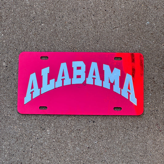Photo of a 2000 Era Alabama License Plate Booster License Plate Auto Tag Garage Decor Vintage Plastic University of Alabama with original patina