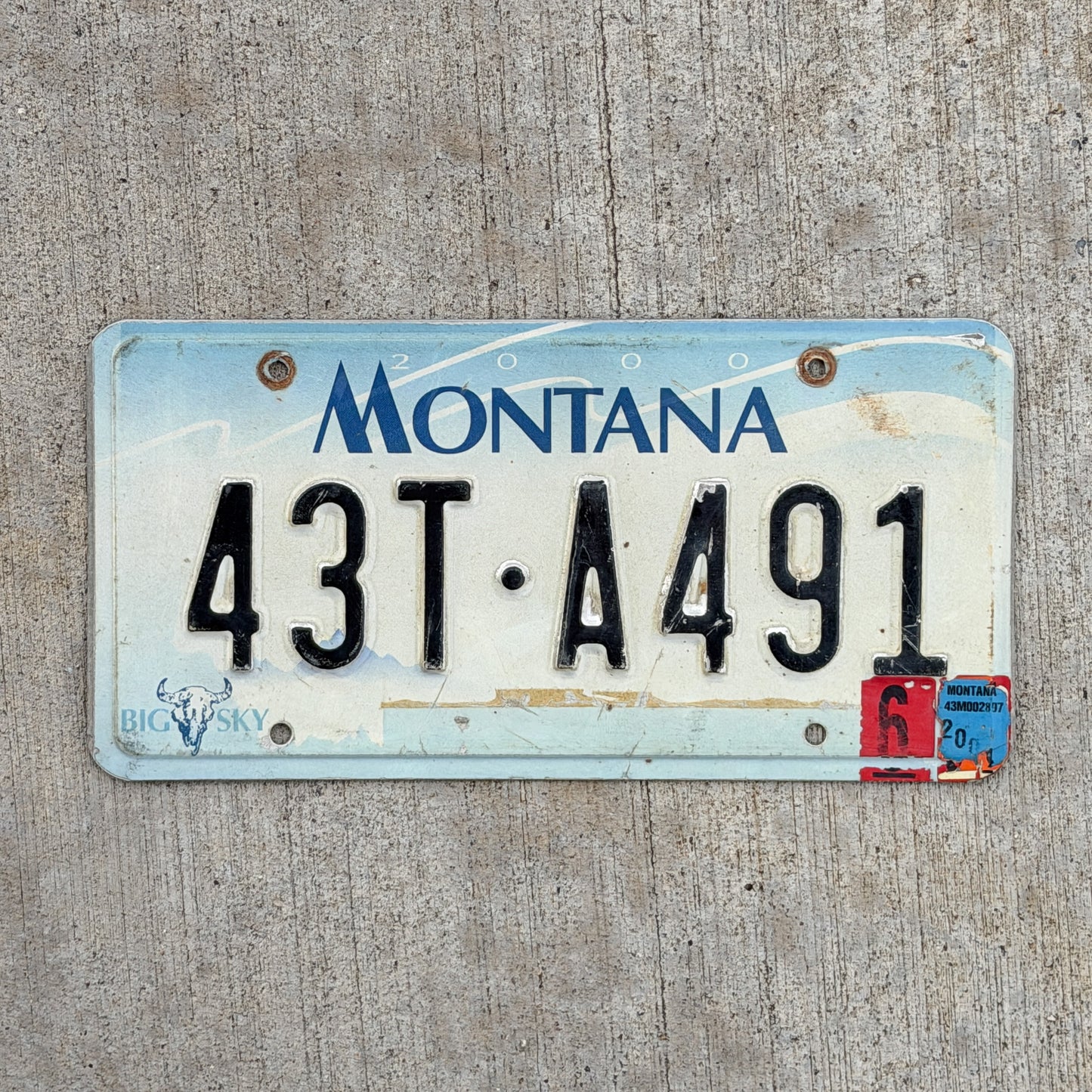 Photo of a 2000 Montana Truck License Plate Auto Tag Garage Decor Vintage 43T A491 with original patina