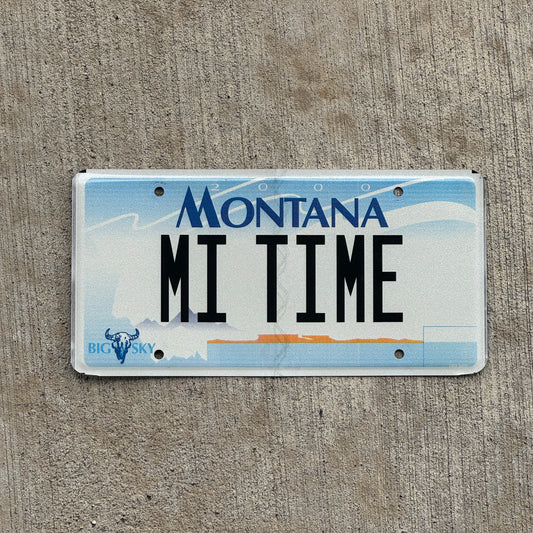 Photo of a 2000 Montana Vanity License Plate Auto Tag Garage Decor Vintage MI TIME with original patina