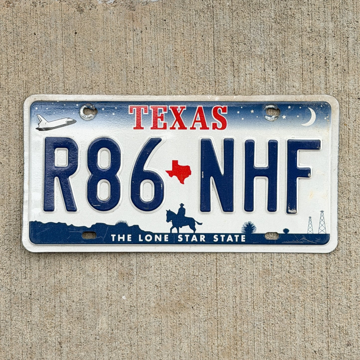 Photo of a 2000 Texas License Plate Auto Tag Garage Decor Vintage R86 NHF with original patina