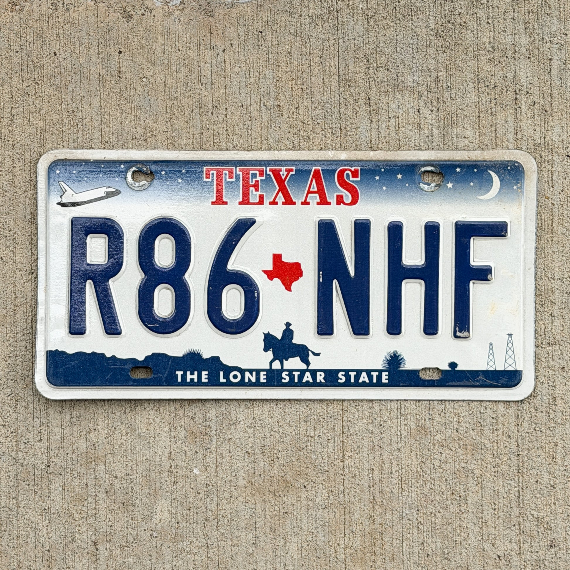 Photo of a 2000 Texas License Plate Auto Tag Garage Decor Vintage R86 NHF with original patina