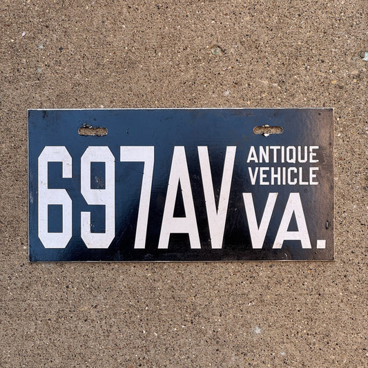 Photo of a 2000 Virginia Antique Vehicle License Plate Auto Tag Garage Decor Vintage 697 AV with original patina