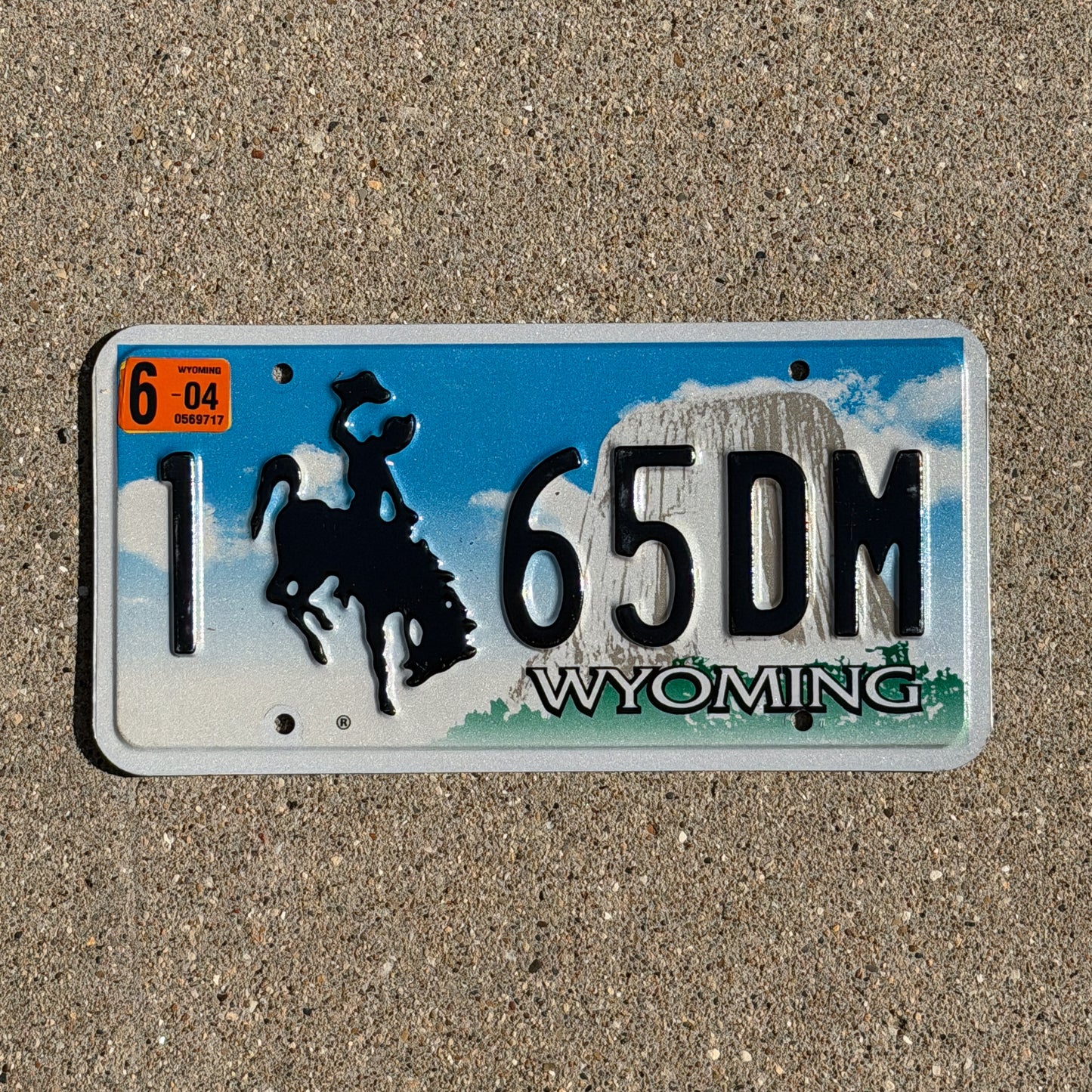 Photo of a 2001 2004 Wyoming License Plate Auto Tag Garage Decor Vintage Cowboy Rodeo 1 65 DM with original patina