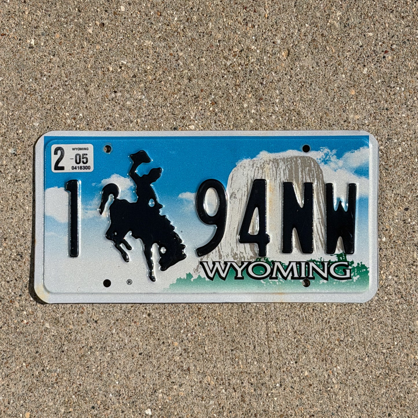 Photo of a 2001 2005 Wyoming License Plate Auto Tag Garage Decor Vintage Cowboy Rodeo 1 94 NW with original patina