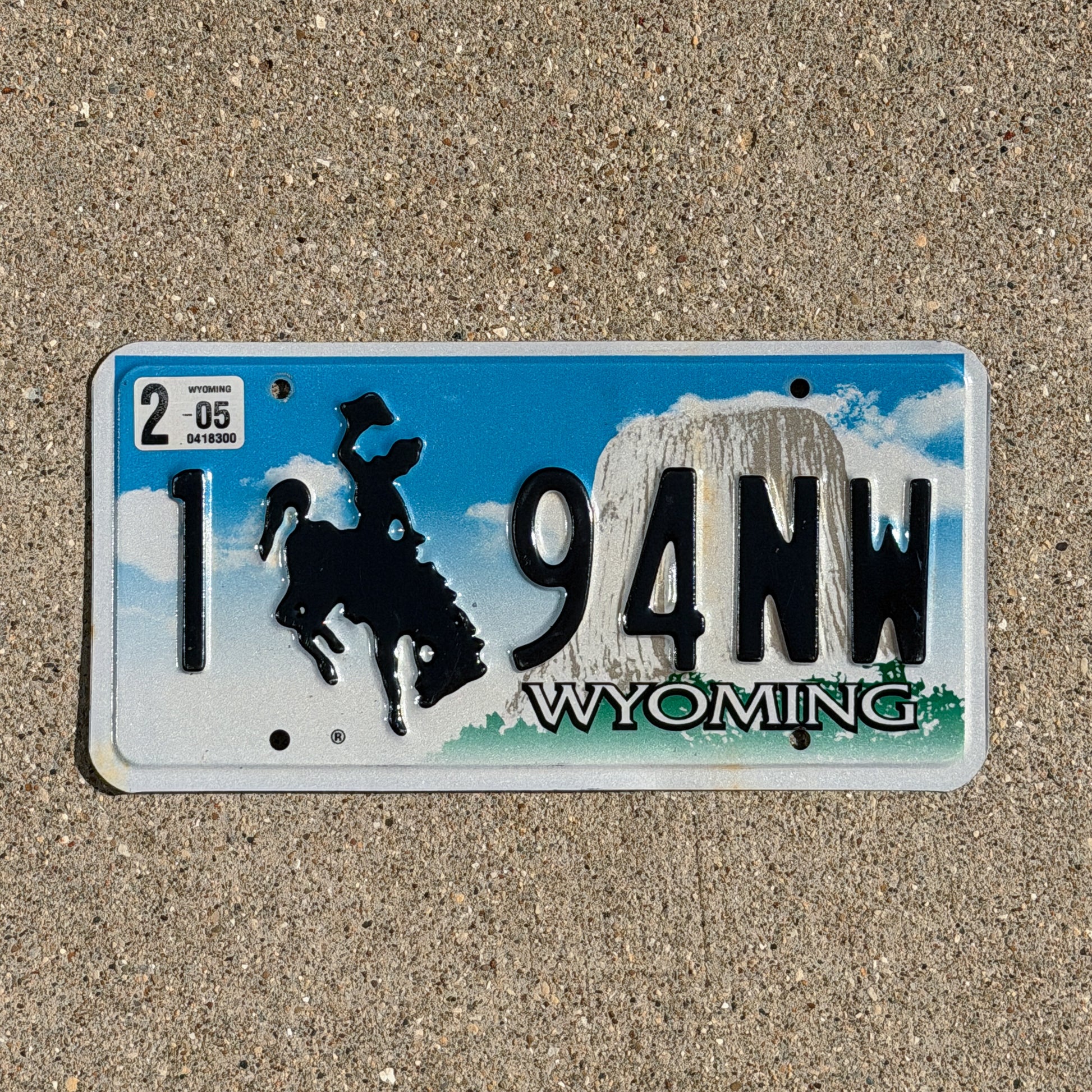 Photo of a 2001 2005 Wyoming License Plate Auto Tag Garage Decor Vintage Cowboy Rodeo 1 94 NW with original patina