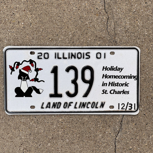 Photo of a 2001 Illinois EVENT License Plate Auto Tag Garage Decor Vintage St Charles Christmas 139