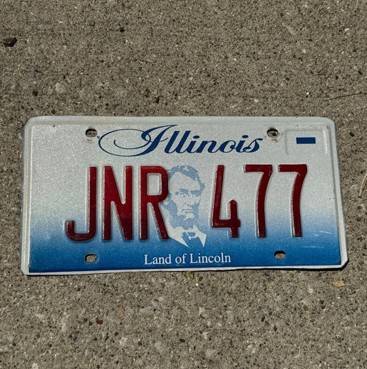 Photo of a 2001 Illinois License Plate Auto Tag Garage Decor Vintage Initials Name JNR 477
