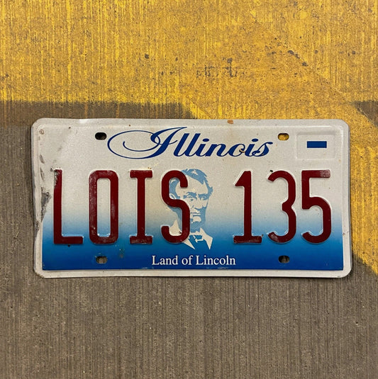 Photo of a 2001 Illinois Vanity License Plate Auto Tag 1 Garage Decor Name Wife LOUS 135
