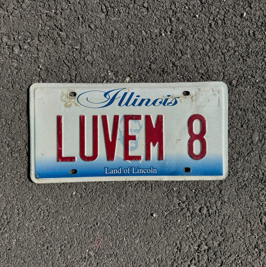 Photo of a 2001 Illinois Vanity License Plate Auto Tag Garage Decor Vintage Love Heart LUV EM 8