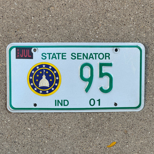 Photo of a 2001 Indiana State Senator License Plate Auto Tag Garage Decor Vintage 95 with original patina