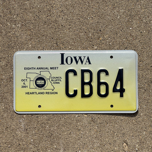 Photo of a 2001 Iowa License Plate Auto Tag Garage Decor Vintage Council Bluffs ALPCA Convention CB 64