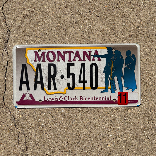 Photo of a 2001 Montana Graphic / Specialty License Plate Auto Tag Garage Decor Vintage Lewis & Clark Bicentennial AAR 540