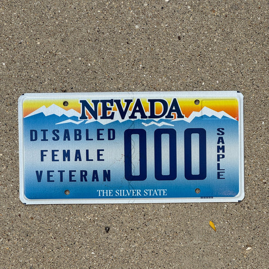 Photo of a 2001 Nevada Disabled Female Veteran License Plate Auto Tag Garage Decor Vintage Sample 000