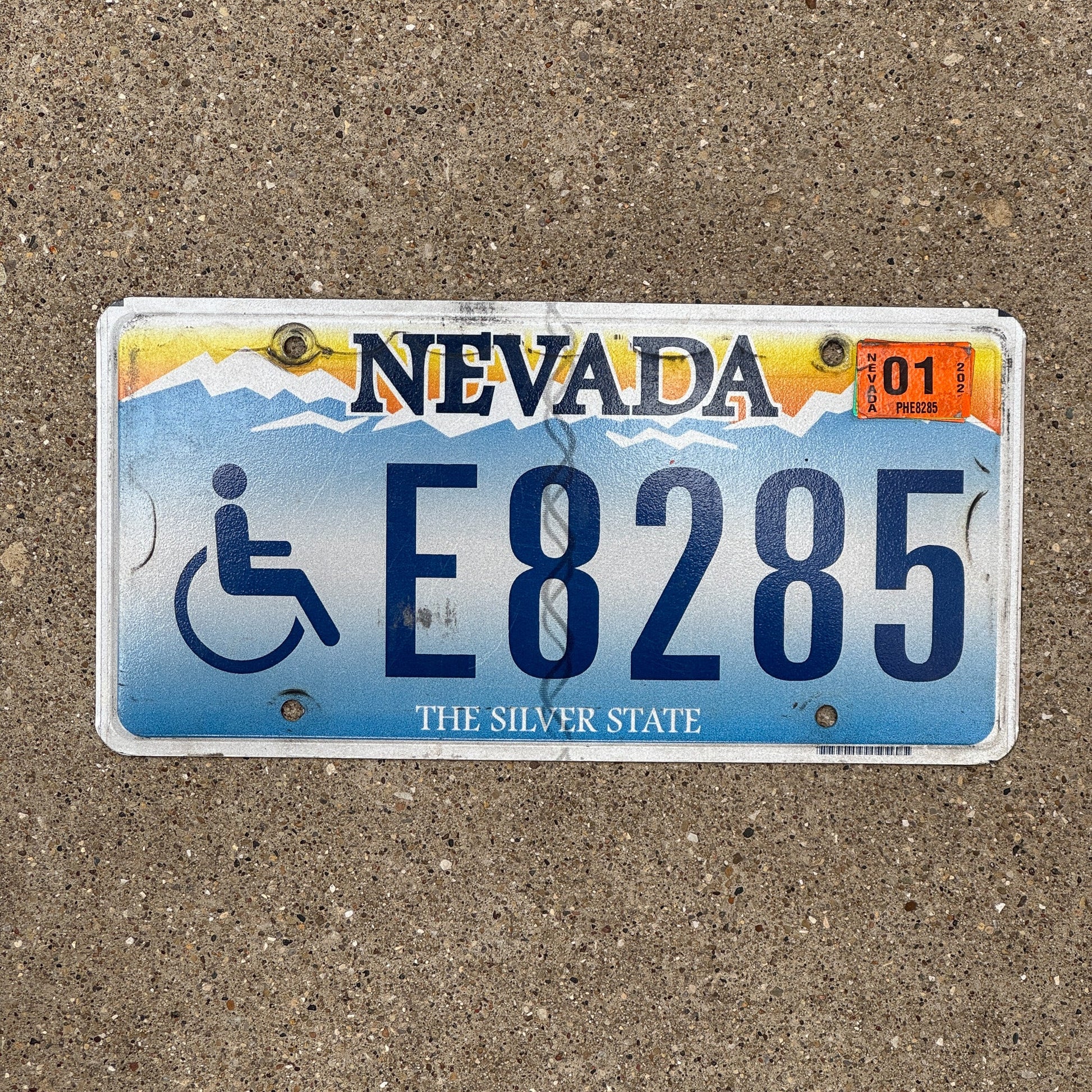 Photo of a 2001 Nevada Handicap License Plate Auto Tag Garage Decor Vintage E 8285