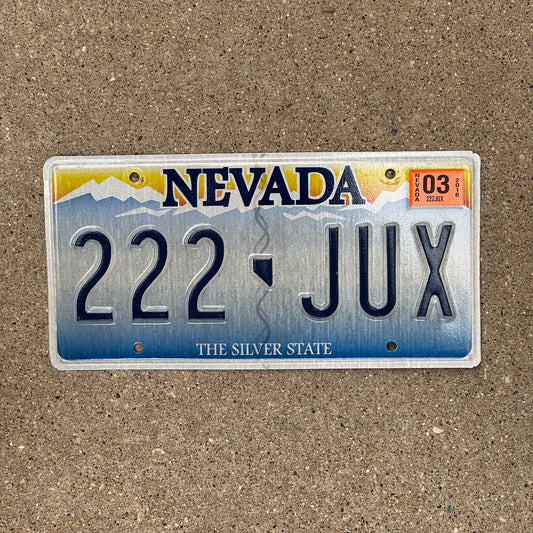 Photo of a 2001 Nevada License Plate Auto Tag Garage Decor Vintage Repeat Repeating 222 JUX