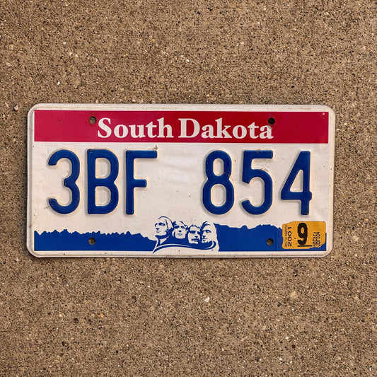 Photo of a 2001 South Dakota License Plate Auto Tag Garage Decor Vintage 3BF 854