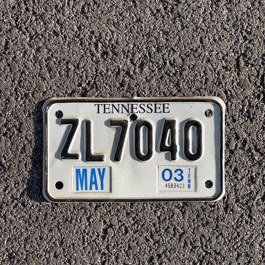 Photo of a 2001 Tennessee MOTORCYCLE License Plate Auto Tag Garage Decor Vintage ZL 7040