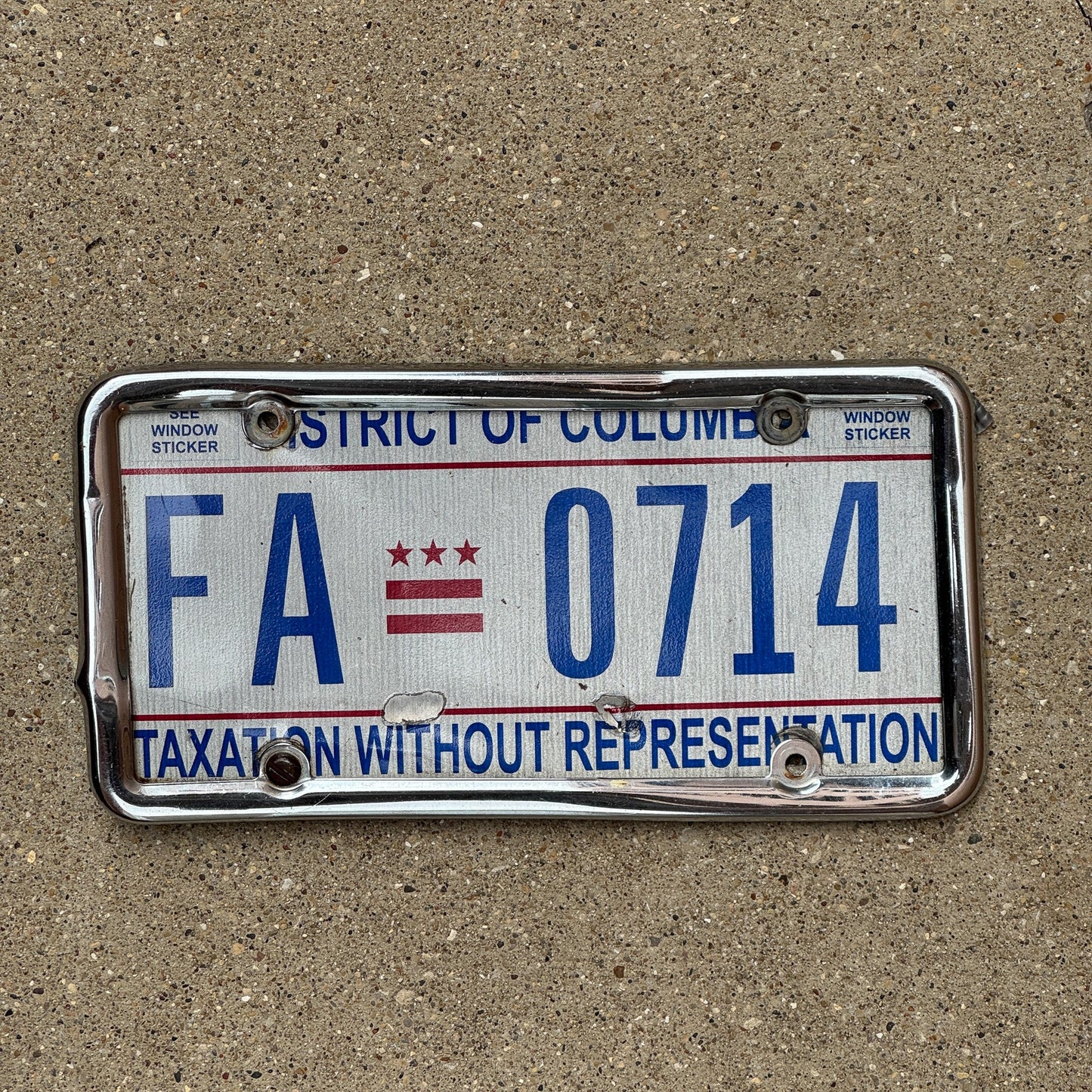 Photo of a 2001 Washington DC License Plate Auto Tag Garage Decor Vintage FA 0714