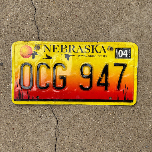 Photo of a 2002 2004 Nebraska License Plate Auto Tag Garage Decor Vintage OCG 947