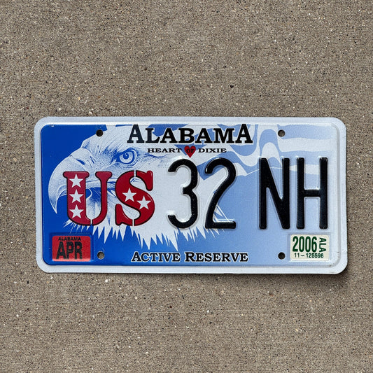 Photo of a 2002 2006 Alabama Active Reserve License Plate Auto Tag Garage Decor Vintage Military 32 NH