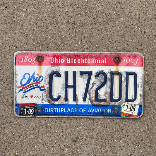 Photo of a 2002 2009 Ohio License Plate Auto Tag 1 Vintage Garage CH 72 DD with original patina