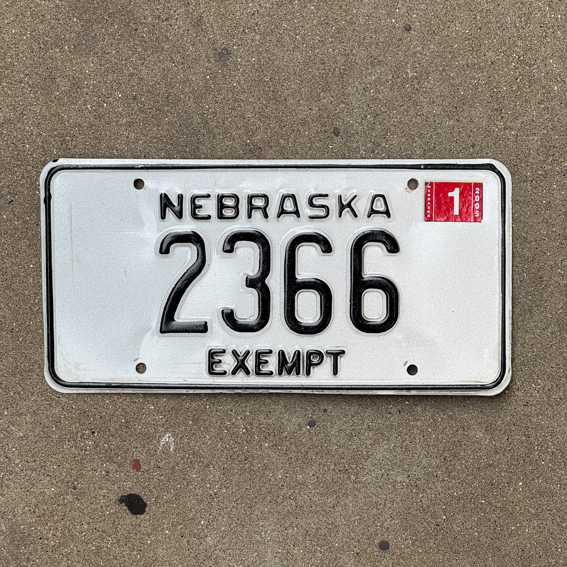 Photo of a 2002 Nebraska Exempt License Plate Auto Tag 1 Garage Decor 2366