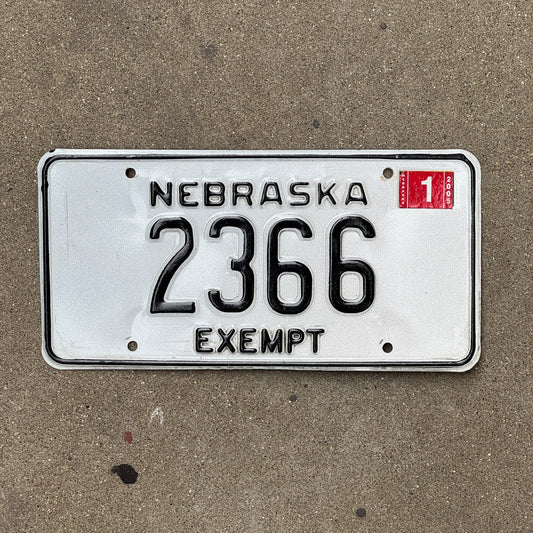 Photo of a 2002 Nebraska Exempt License Plate Auto Tag 1 Garage Decor 2366