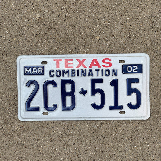Photo of a 2002 Texas Combination License Plate Auto Tag Garage Decor Vintage 2CB 515
