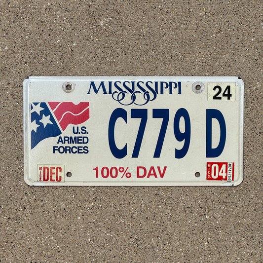 Photo of a 2003 2004 Mississippi Disabled Veteran License Plate Auto Tag Garage Decor Vintage Military C 779 D