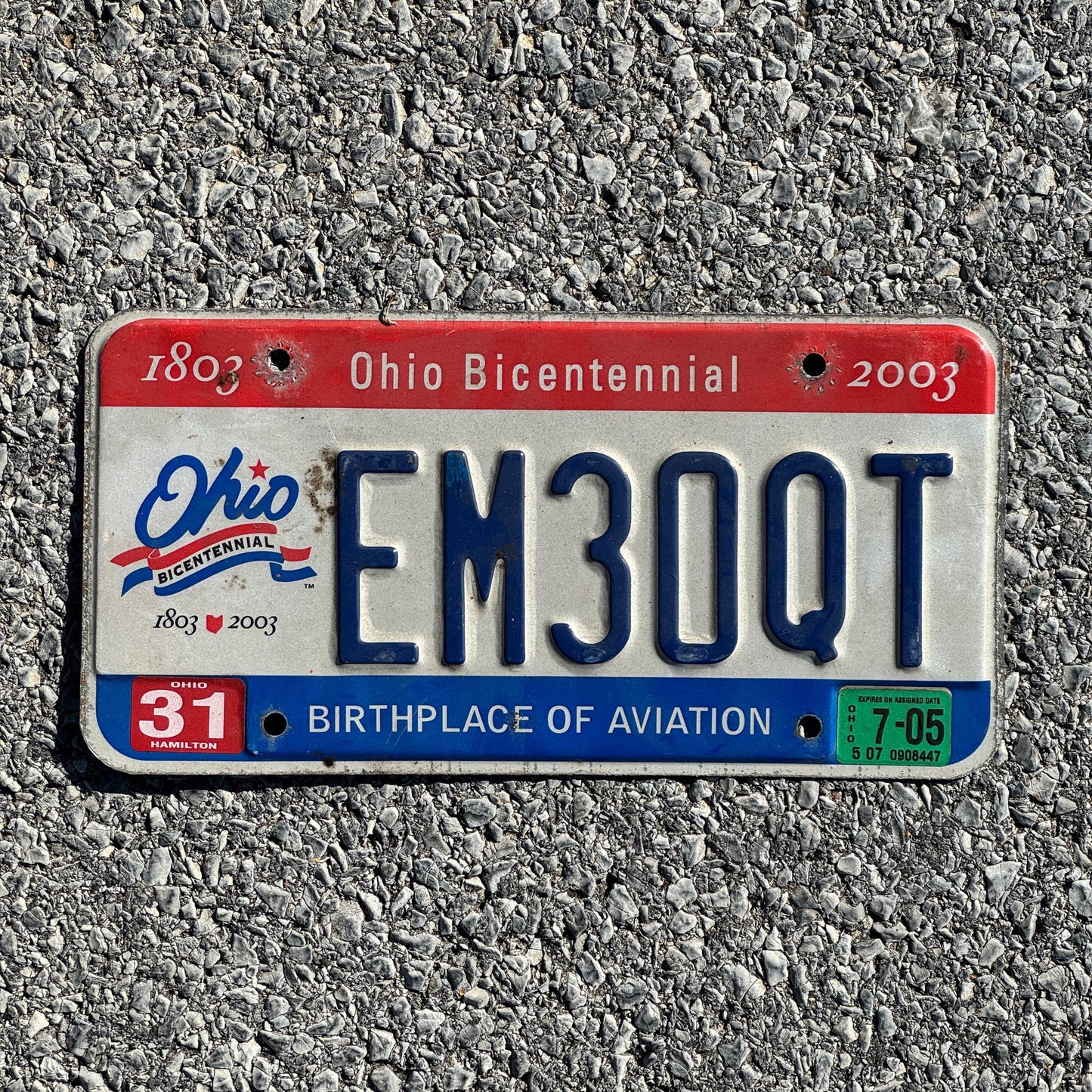 Photo of a 2003 2005 Ohio License Plate Auto Tag 1 Garage Decor EM30QT