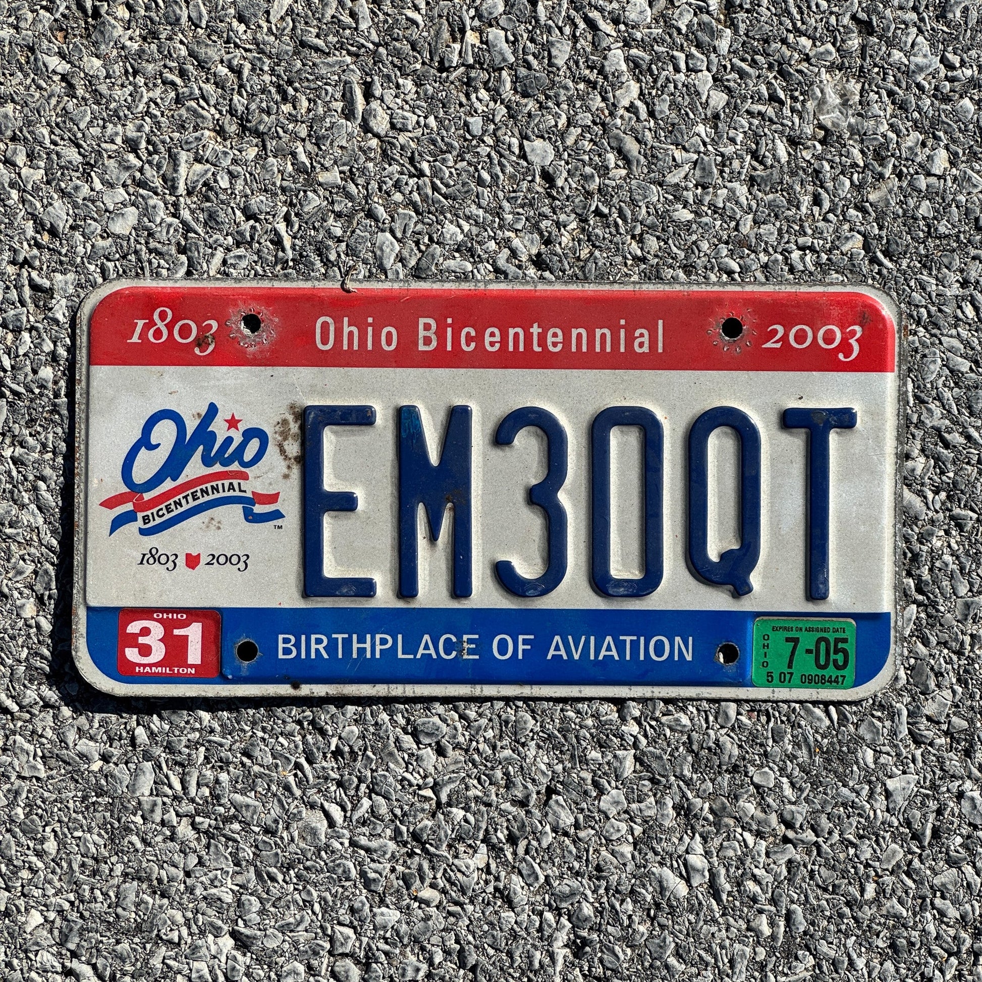 Photo of a 2003 2005 Ohio License Plate Auto Tag 1 Garage Decor EM30QT