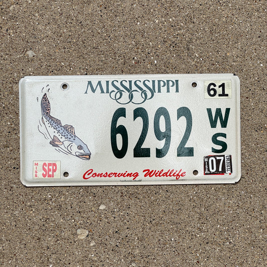 Photo of a 2003 2007 Mississippi License Plate Auto Tag Garage Decor Vintage Conserving Wildlife Fishing Speckled Trout 6292