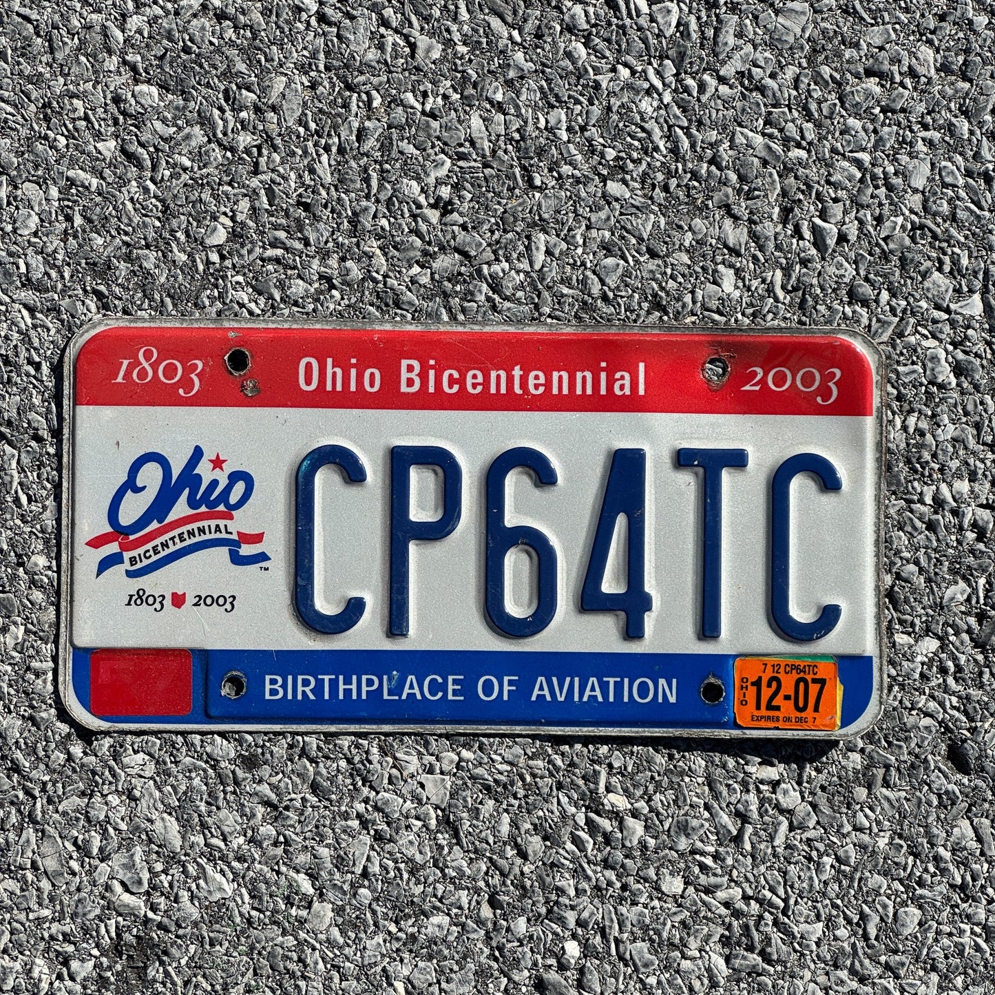 Photo of a 2003 2007 Ohio License Plate Auto Tag Garage Decor Vintage CP64TC