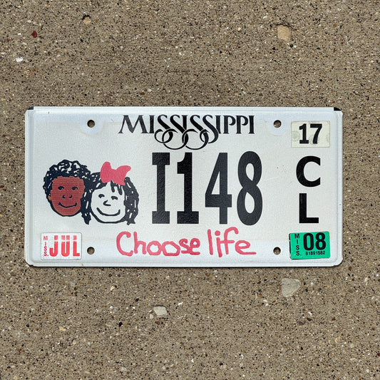 Photo of a 2003 2008 Mississippi Graphic / Specialty License Plate Auto Tag Garage Decor Vintage Choose Life I 148