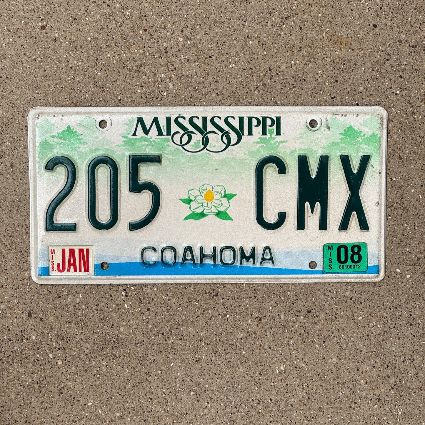 Photo of a 2003 2008 Mississippi License Plate Auto Tag Garage Decor Vintage Coahoma County 205 CMX