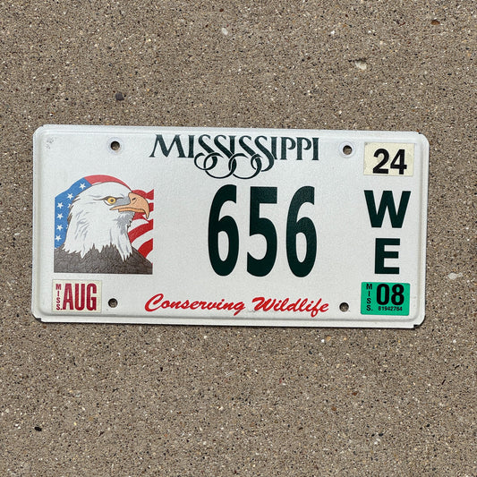 Photo of a 2003 2008 Mississippi License Plate Auto Tag Garage Decor Vintage Conserving Wildlife Bald Eagle 656