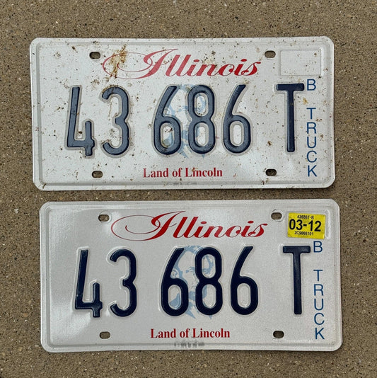 Photo of a 2003 2012 Illinois License Plate Pair Auto Tag Garage Decor Vintage 43 686 T