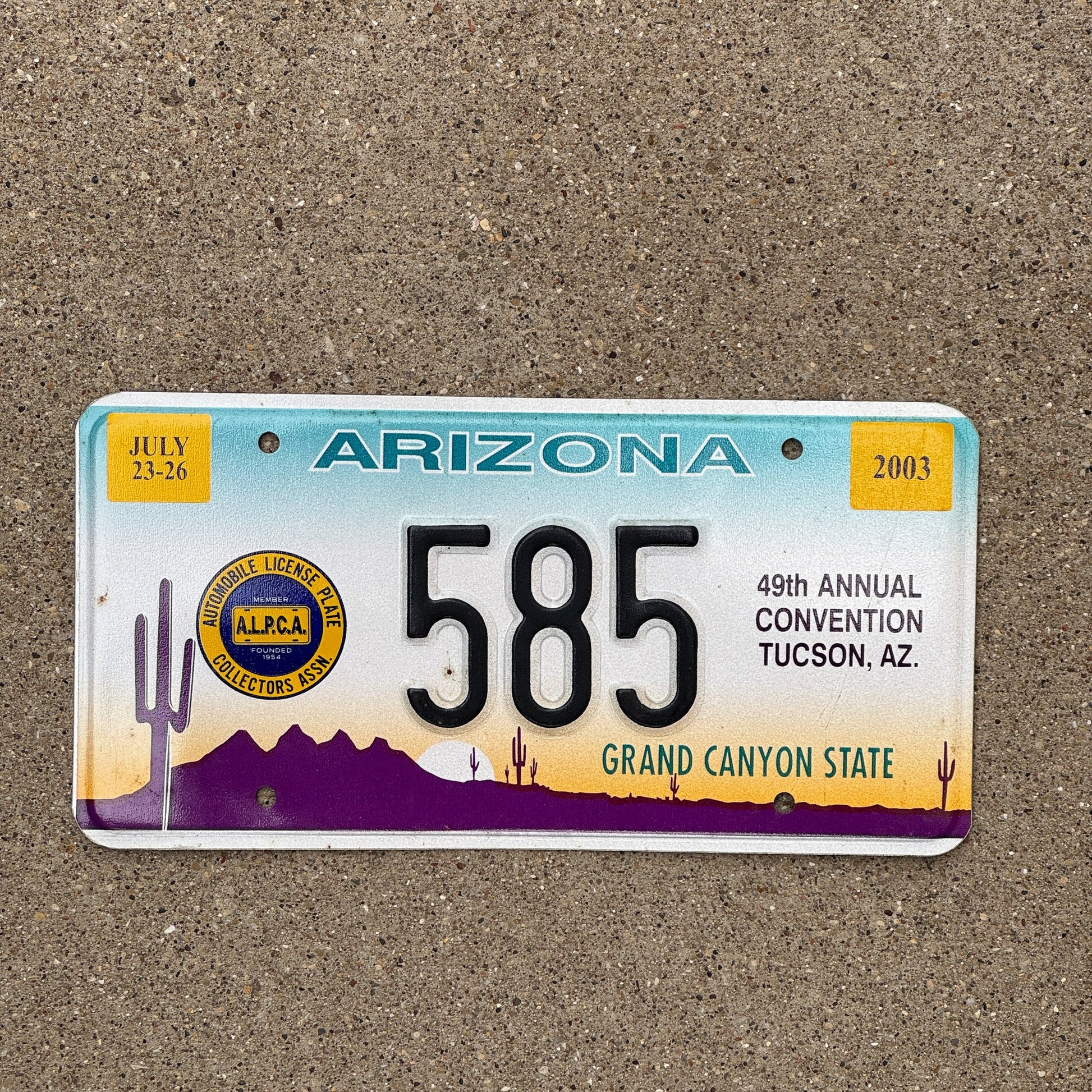 Photo of a 2003 Arizona License Plate Auto Tag Garage Decor Vintage Tucson ALPCA Convention 585