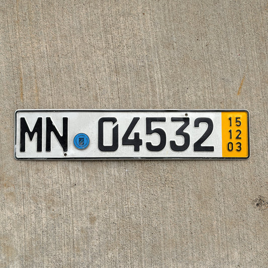 Photo of a 2003 Germany Temporary License Plate Auto Tag Garage Decor Vintage MN 04532 with original patina