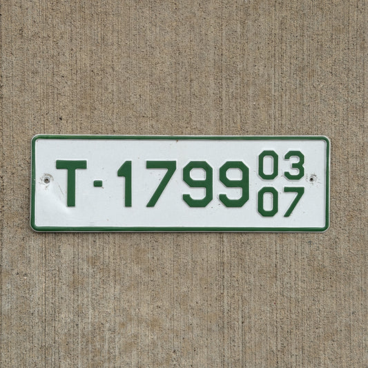 Photo of a 2003 Greece Export License Plate Auto Tag Garage Decor Vintage T 1799 with original patina